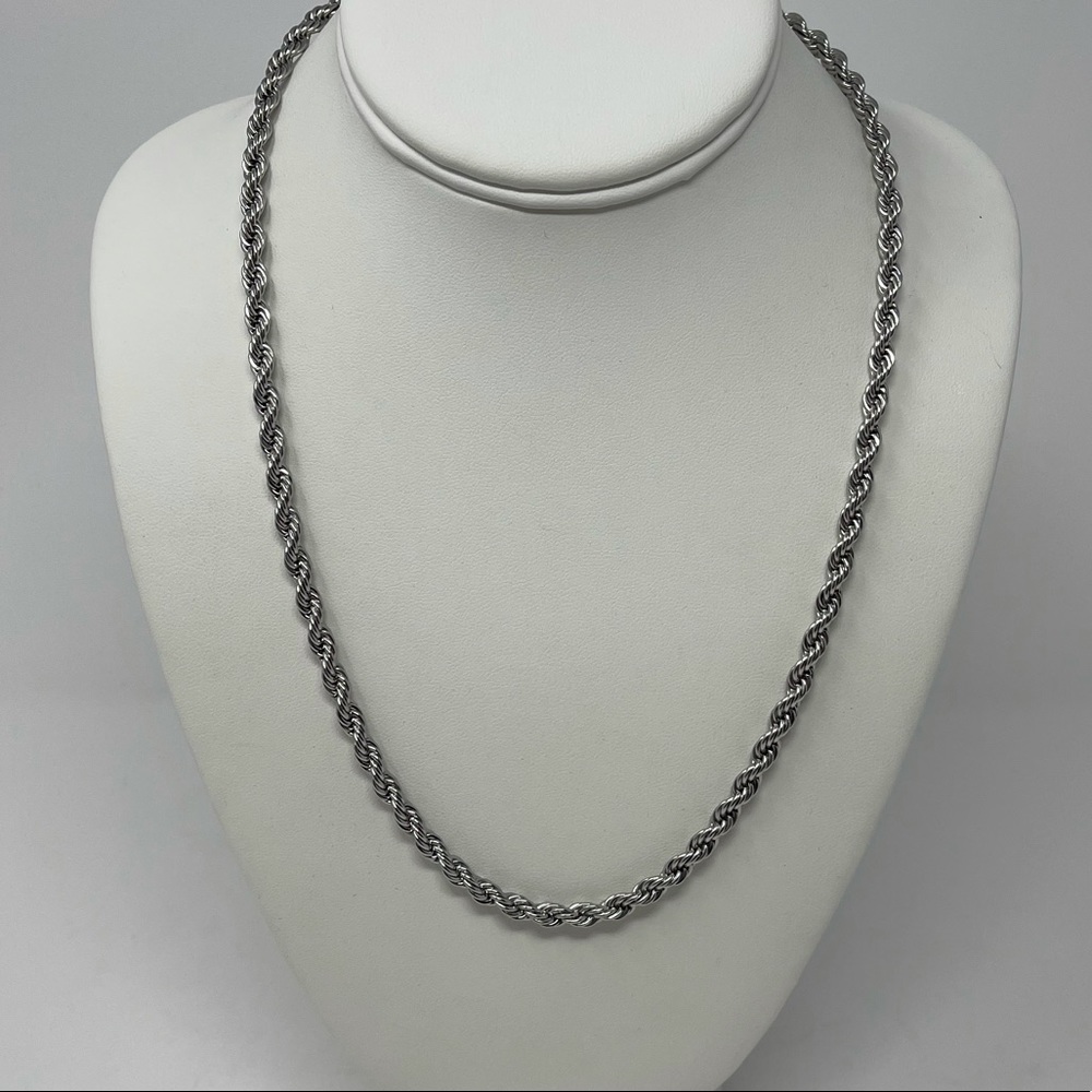 Men’s 5mm Stainless Steel & Silver Rope Chain - Picture 9 of 10